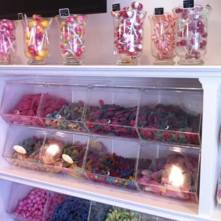 Transparent Stackable Acrylic Candy Box Acrylic Candy Display Sweets Case with a Sliding Lid