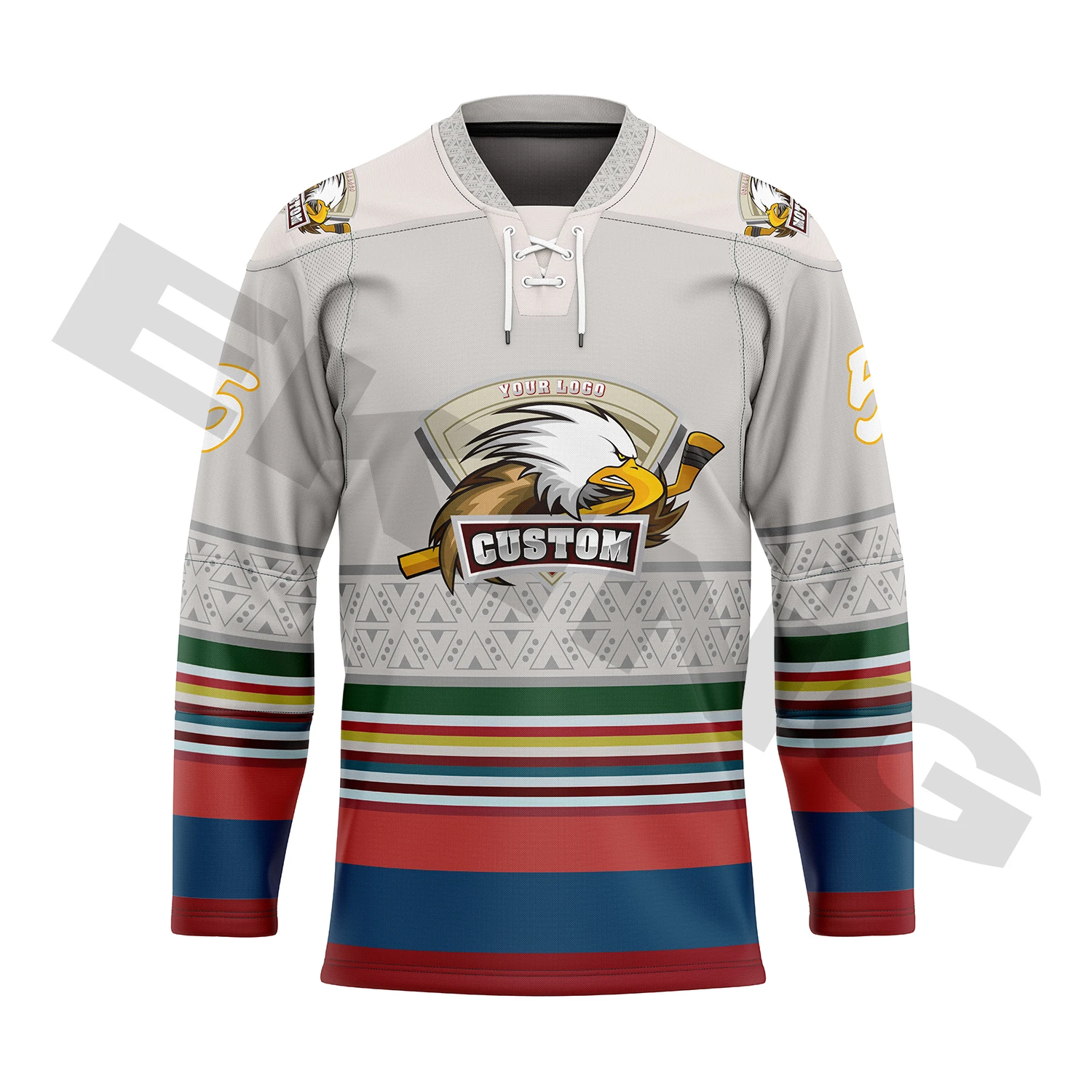 Source Custom ice hockey wear practice junior fashion double sided reversible  cheap team digital camo streetwear ice hockey jersey on m.