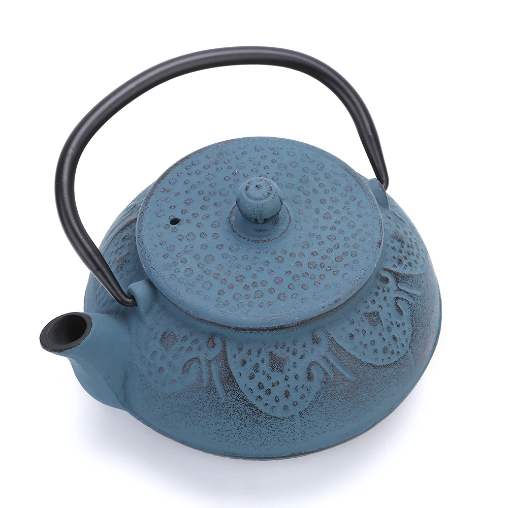 Blue Round Metal Beautyl Cast Iron Coffee Kettle Enamel Tea Pot