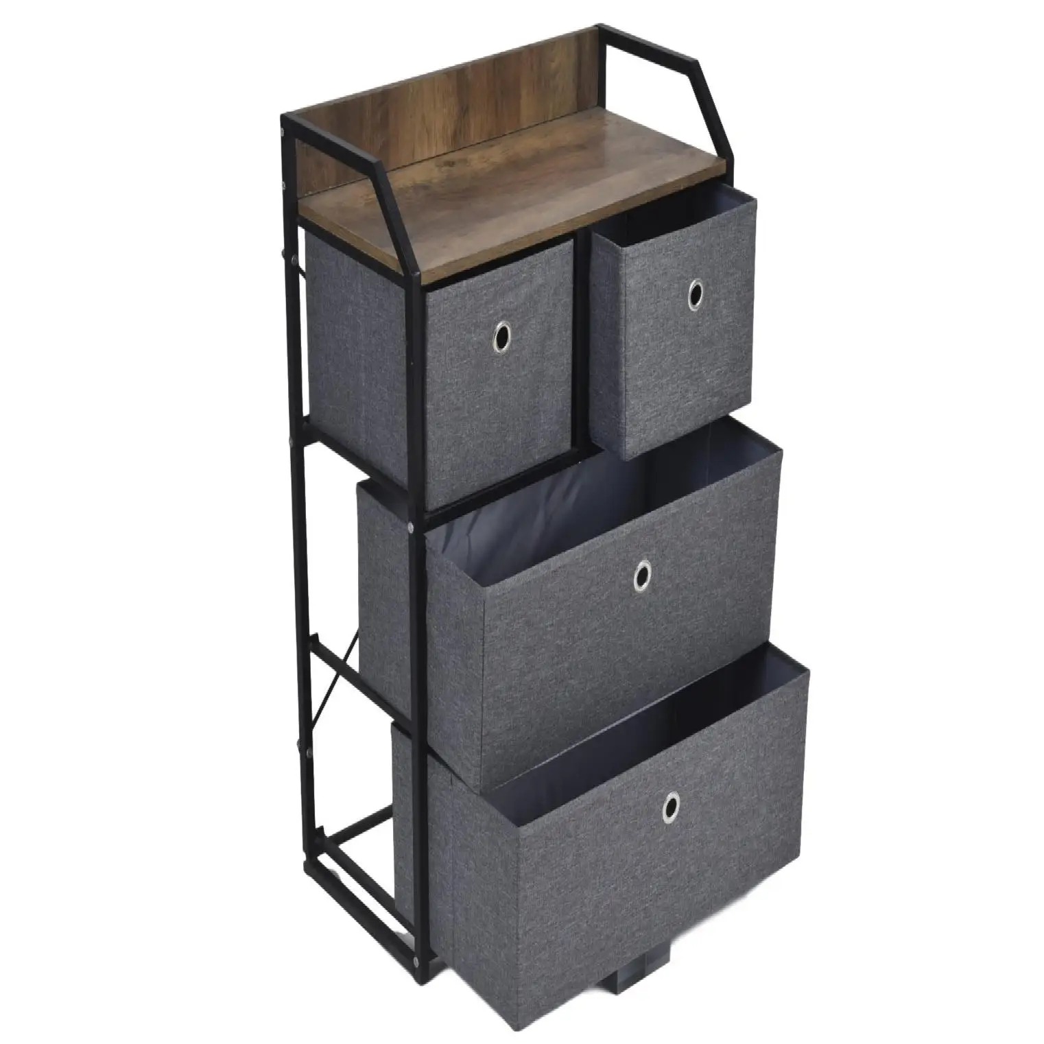 Fabric Storage Cabinet 4 Drawer Fabric Dresser Organizer Vertical Storage Tower Units with Steel Frame
