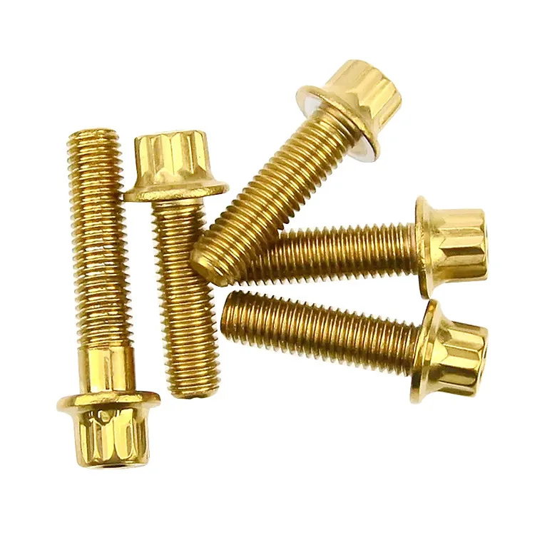 Customized TC4 Titanium Alloy 12 Angle Titanium Screws and Bolts Flanged Head Titanium Split Rim Bolt for Motorcycle