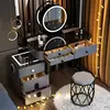 Gray-black desk charging cabinet-rotating mirror-makeup stool