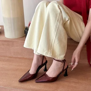 Satin Pointy One-line Buckle Stiletto Heels for Women 2026 Spring and Summer New Style All-match Sandals