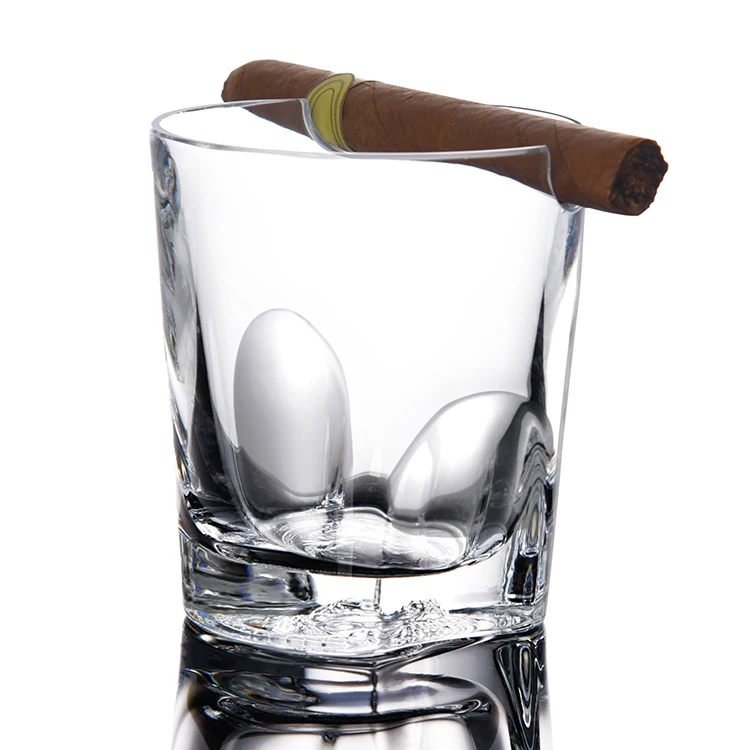 Free Sample Clear Customised Unique Whiskey Glasses Heavy Base Shot Glass Sublimation Cigar Holder Glass Cups  for Home Party