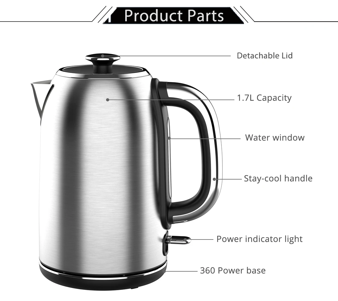 1.7l Water Kettles For Home Appliance Oem Electric Kettle Manufacturer Ce Cb Retro Style
