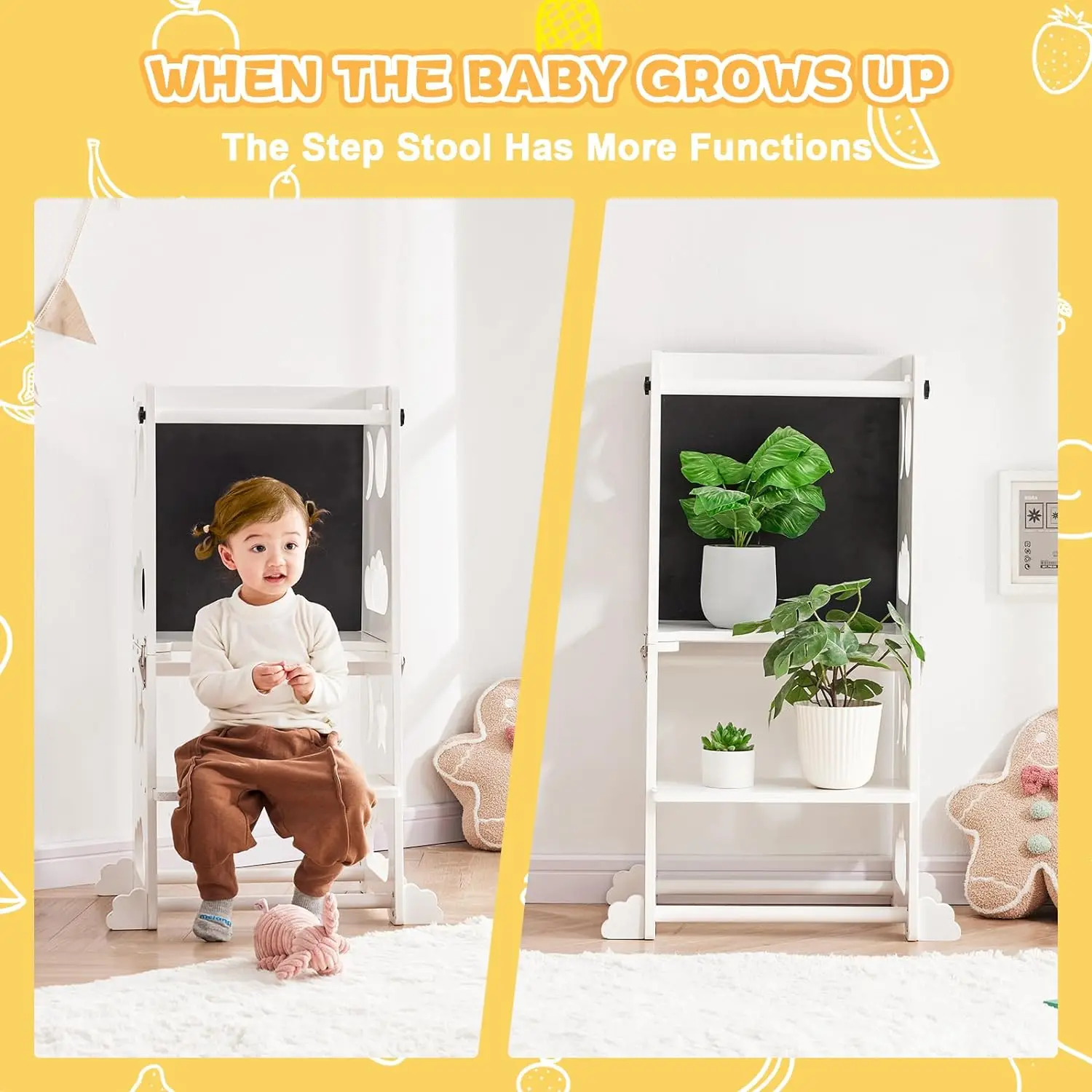 JQ Wood Children Kids Kitchen Learning Tower Montessori for Kids With Magnetic Whiteboards 1 6 Years Children Stool