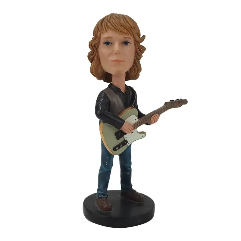 Custom Resin Figure Bobble Head Rock Music Guitar Star Figurine Bobblehead Children's Home Desk Decorative Gift