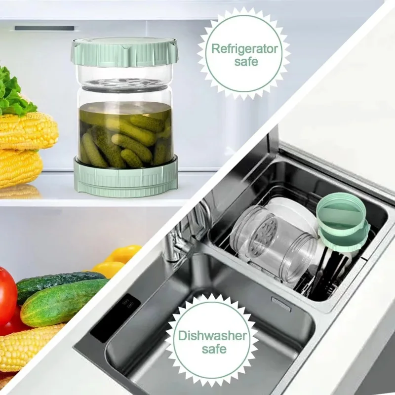 Bocal à Cornichons 1450ml FAOKZE En Verre Sablier Avec Passoire - Pot Flip Étanché Pour Olives Et Pickles