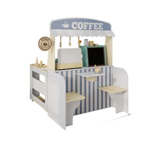 EDULAND Playhouse Children's Wooden Kitchen Set & Coffee Shop Simulation Exercise Baby's Social Skills for Kid's Play House