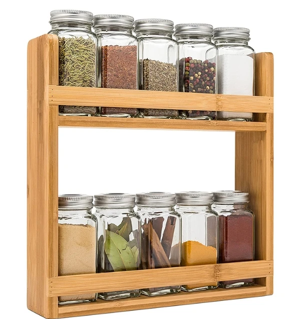 Kitchen bamboo seasoning rack countertop multi-functional seasoning ...