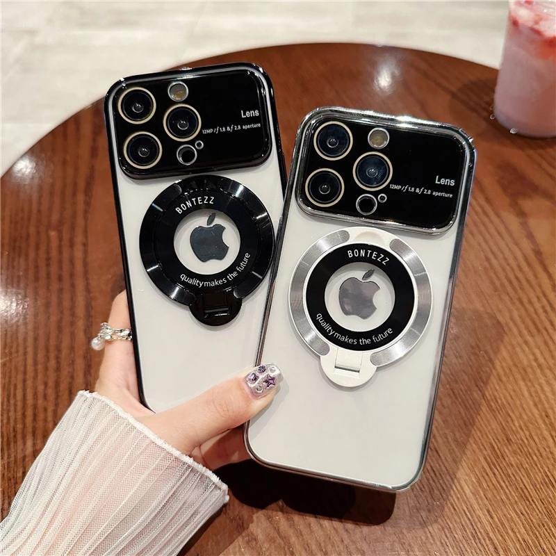 Auto Focus case with Big View Camera Lens Magnetic for iphone 15 Pro and Pro Max Metal case