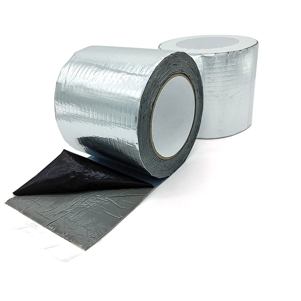 防水テープ高温耐性シールアルミ箔ブチル自己粘着テープパイプ屋根補修リーク修理テープ : 超強力 防水アルミテープ 10cm×5m エンボス加工