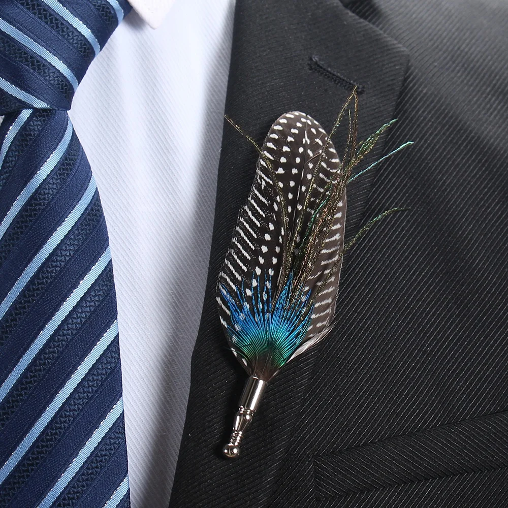Mens Brooch Lapel Pin Fashion Feather Brooch Lapel Pin Fashion