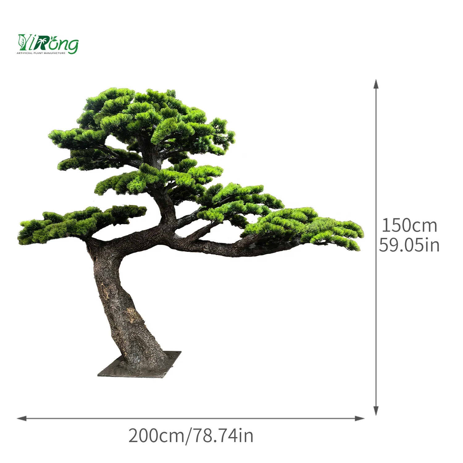 Custom 100% Handmade 2m*2m Fake Big Bonsai Tree Artificial Green 2 Cypress Pine Tree for Indoor Home Interior Decor