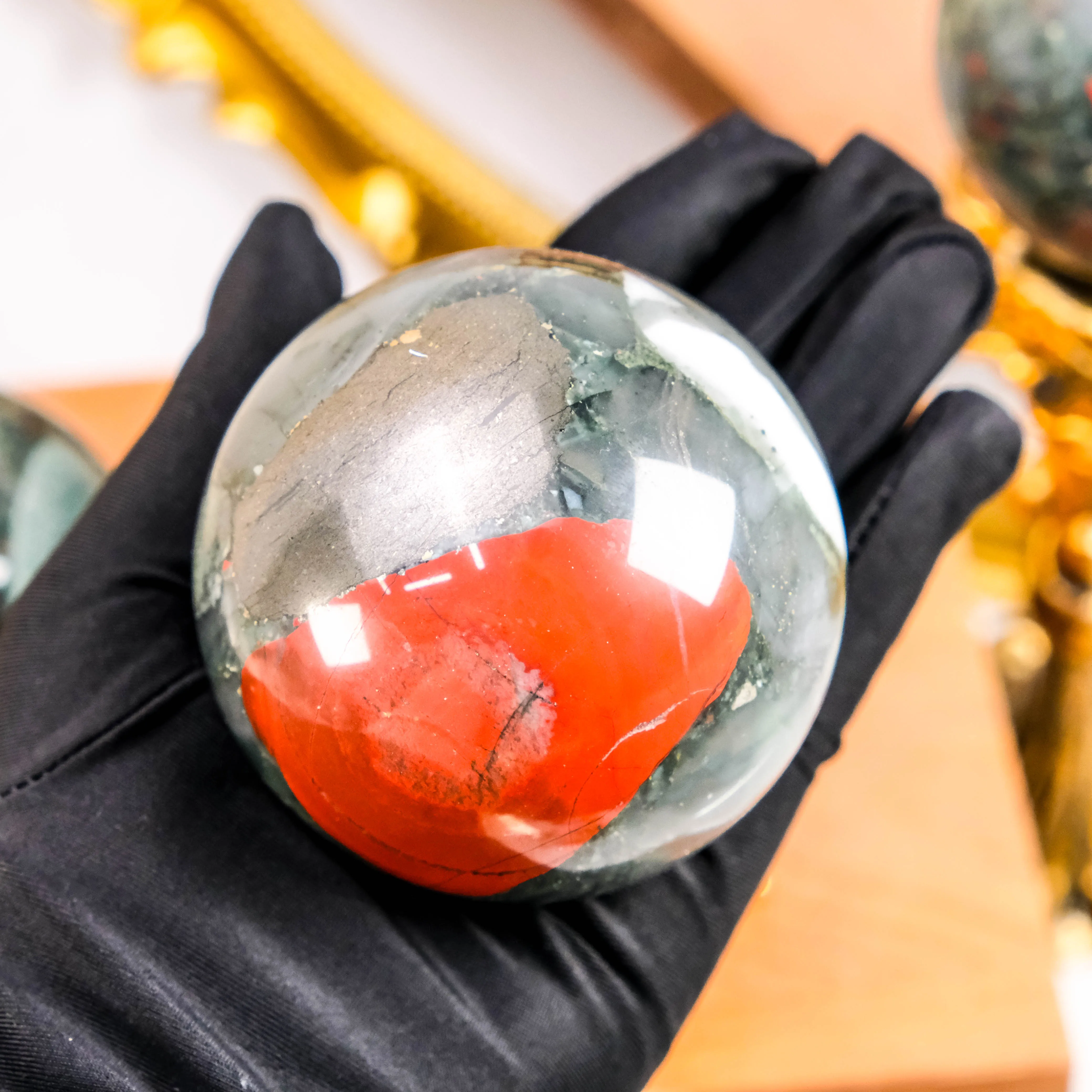 Custom Large Small Blood Stone Crystal Spheres Healing Crystal Spheres for Unique Home Decor and Wellness