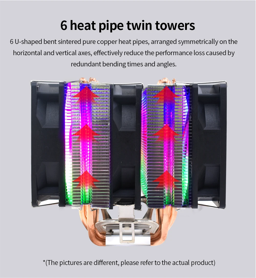 4 Pin PWM RGB Cooling Fan 6 Heat Pipes PC Radiator for Intel LGA 1150 ...
