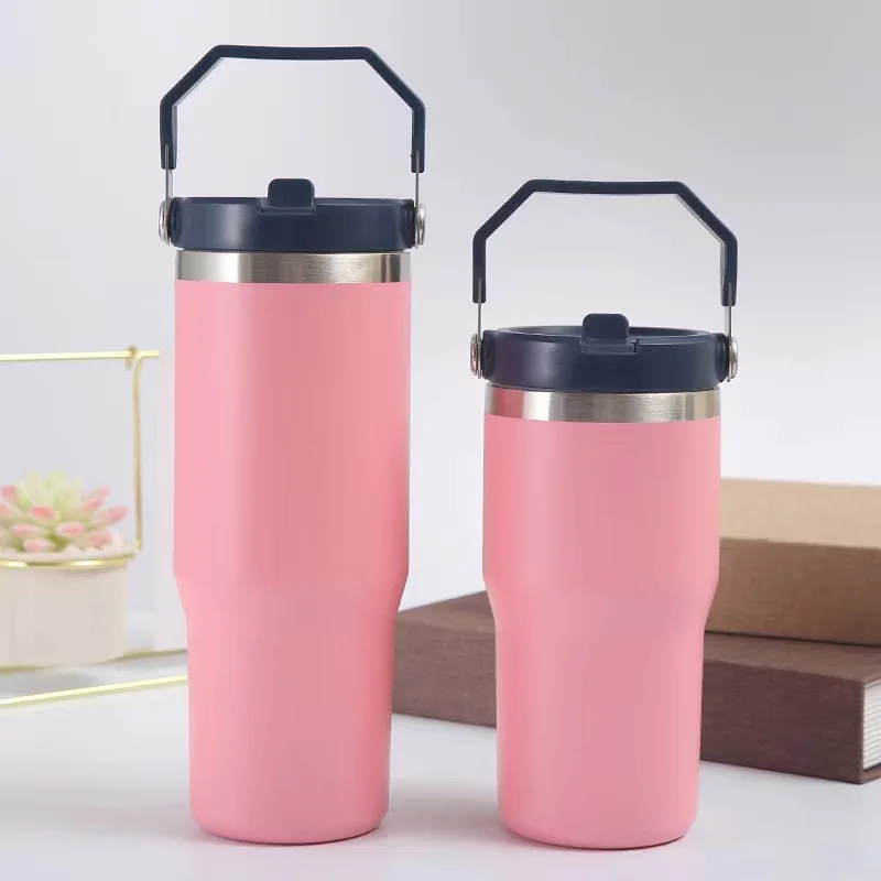 30oz Tumbler with Handle and Straw Lid, Leakproof Tumbler Vacuum Insulated  Water Bottle for Home