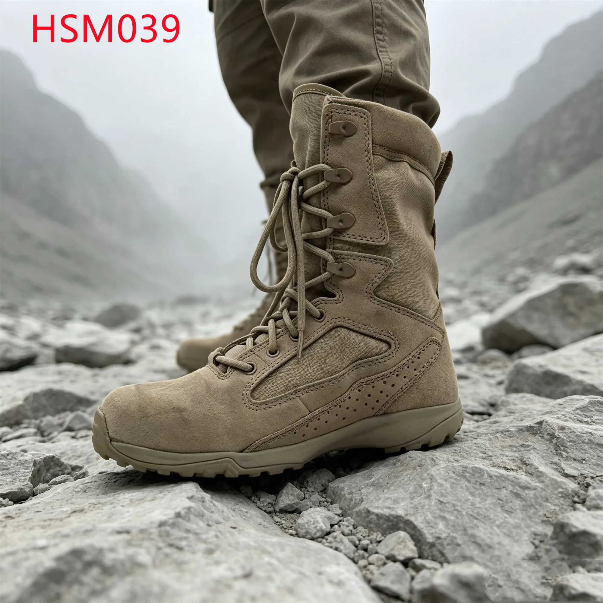 LXG,rope Activities Hua Singh Training Boots with Ventilation Hole ultra Anti-impact EVA+rubber Sole Leather Combat Boots HSM039