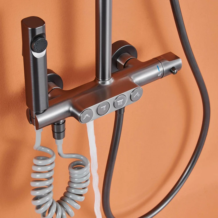 Sistema determinado termostático montado en la pared de la ducha del botón del sistema de ducha del cuarto de baño de la lluvia 4 in1