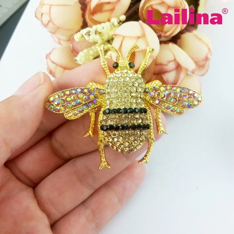 Broche Abeille En Strass Avec Perle Dorée
