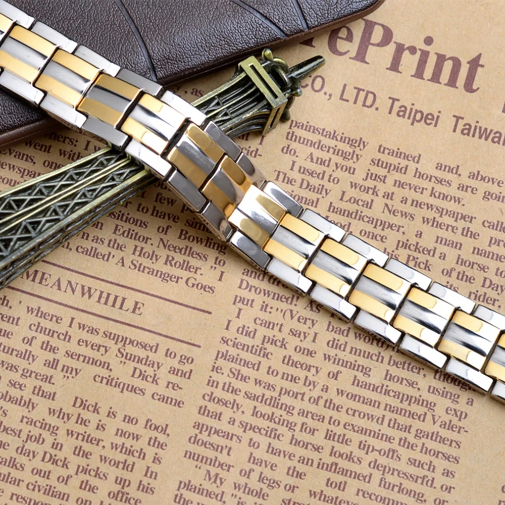 4-in-1 Pure Titanium Men's Bio Healing Gift Bracelet Classic Style with Gold Plating and Neodymium Magnetic Energy Features