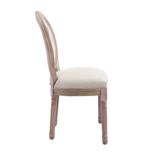 Dining Chair French Round Back Hexagonal Rattan Woven Soft Padded Wooden Chair Solid Wood Frame Wedding Restaurant Chair