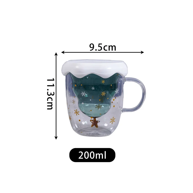 Online shop hot sales christmas double wall borosilicate glass cup mug factory