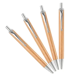 Wholesale New ECO Press Bamboo Ball Point Pen with Laser Engraved Customized Logo Printed for Business Gift