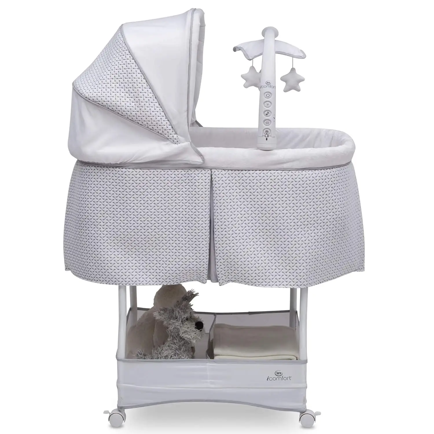 New Hot Sale Modern Steel Comfortable Auto Glide Infant Crib Electric Bassinet for Bedroom with Quiet Motor