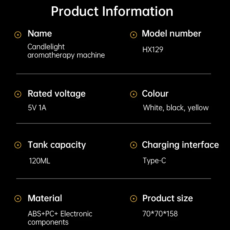 Fashionable Essential Oil Aroma Humidification Machine 120ml Water Car Air Fresh Humidifier