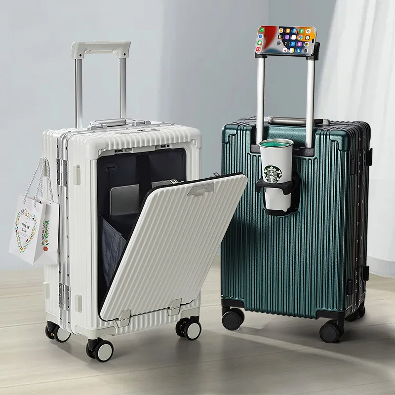 Custom Cabin Luggage Travel Luggage With Usb Charger And Cup Holder