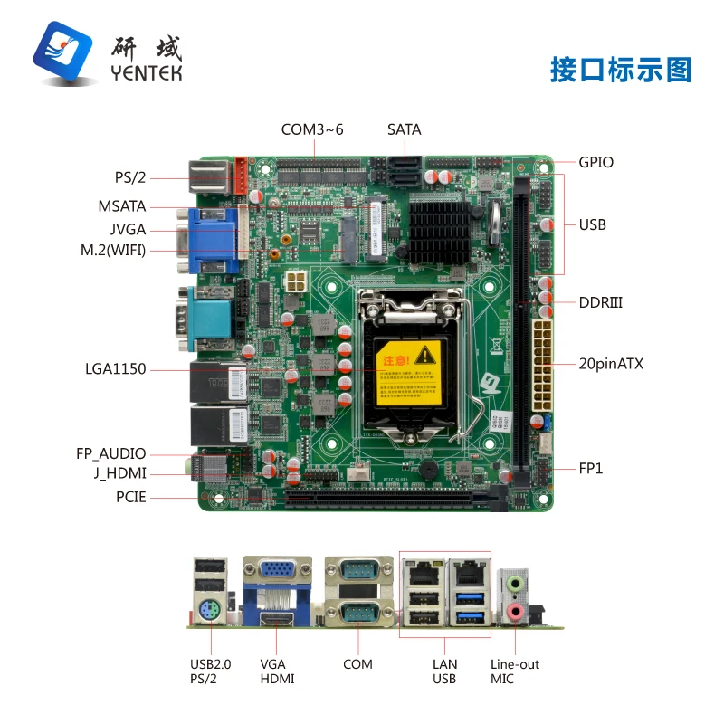Yentek Intel Core I3 I5 I7 H81 Q85 High Speed Chipset LGA1150 HD VGA LVDS Industrial Mainboard Mini Itx Industrial Motherboard