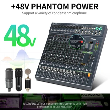 XTUGA BX16 - 16 Channel Professional Audio Mixer with Effects