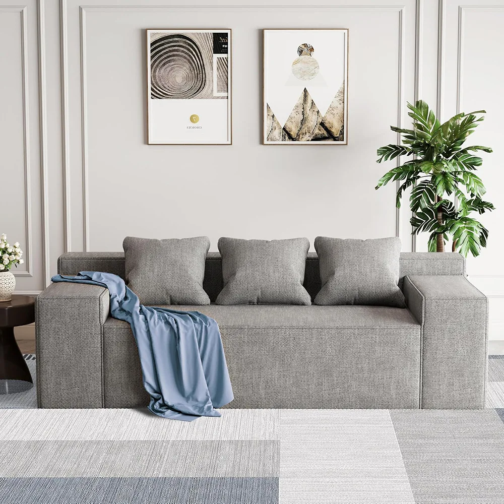 Urban 3-Person Living Room Sofa Set Amazon's Large Pure Sponge Fabric with 3 Compressible Pillows for Small Spaces