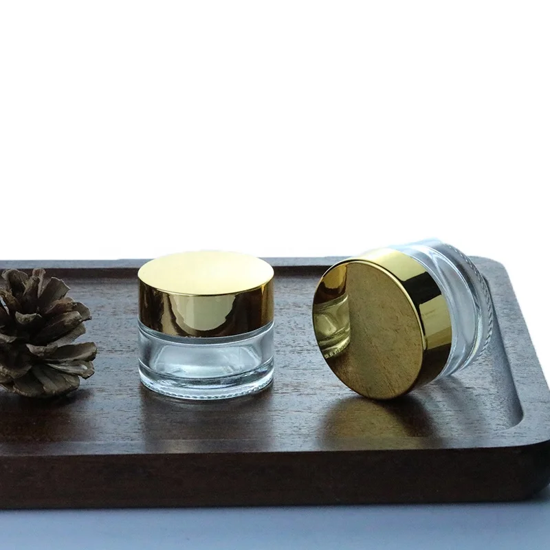 Роскошные 15g 0,5 oz стеклянную банку косметической упаковки 15 мл Золотая крышка с круглым дном матовый стеклянный крем для глаз (GJM20-15)