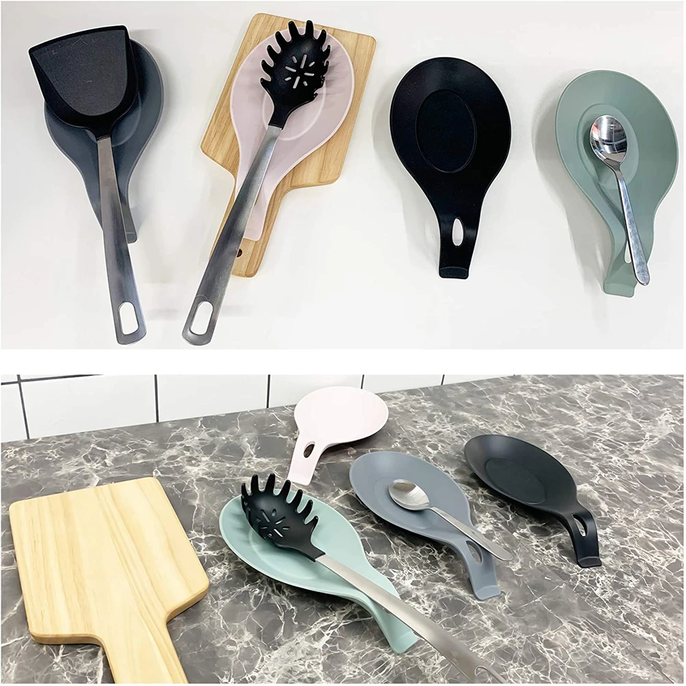 Best Kitchen Accessories Bpa Free Drip Pad Design Utensil Rest Heat Resistant Spatula Holder Silicone Spoon Rest factory