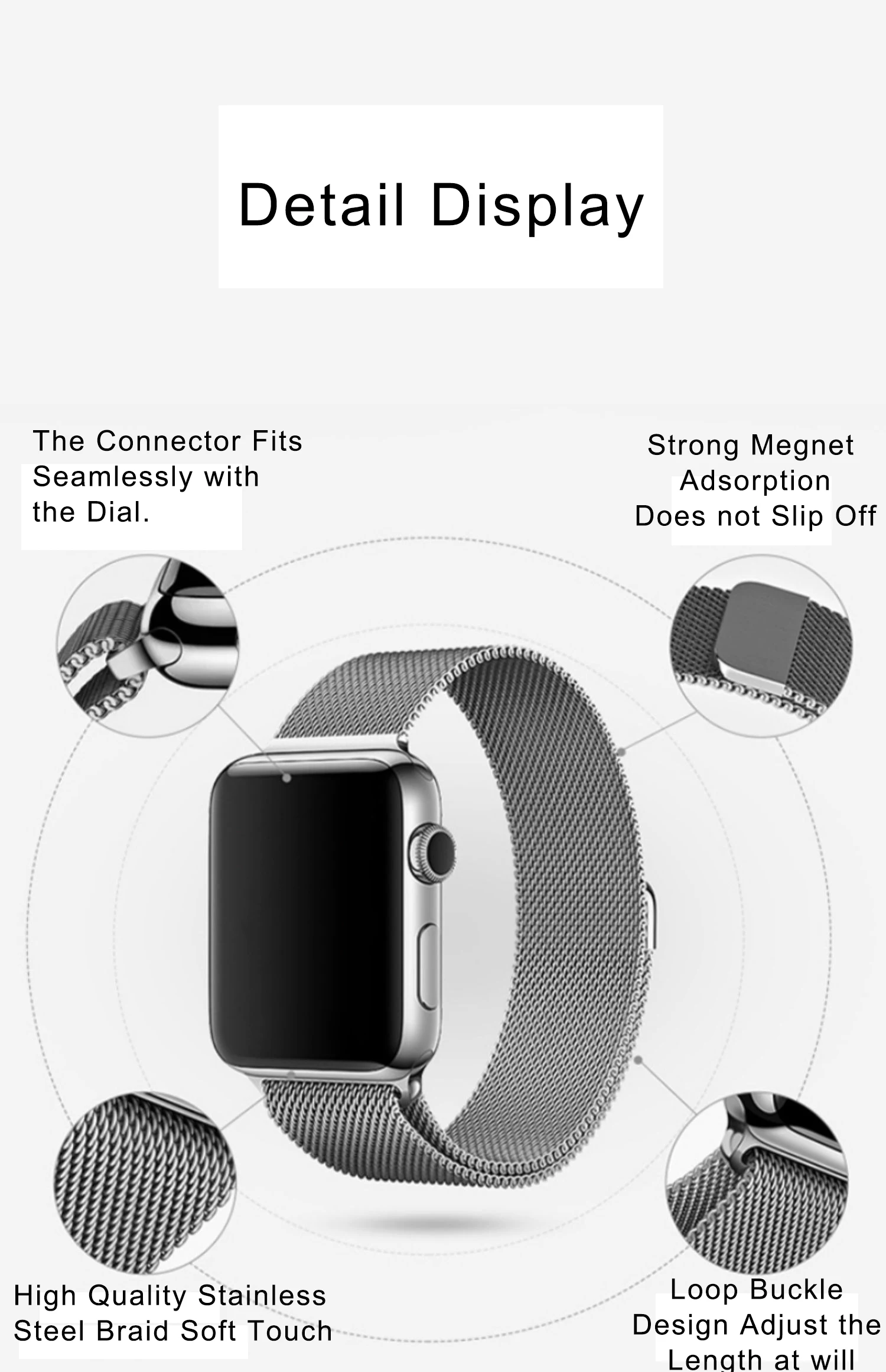 Stainless Steel Milanese Loop Watch Band For Iwatch 1 2 3 4 5 6 7 8 Se