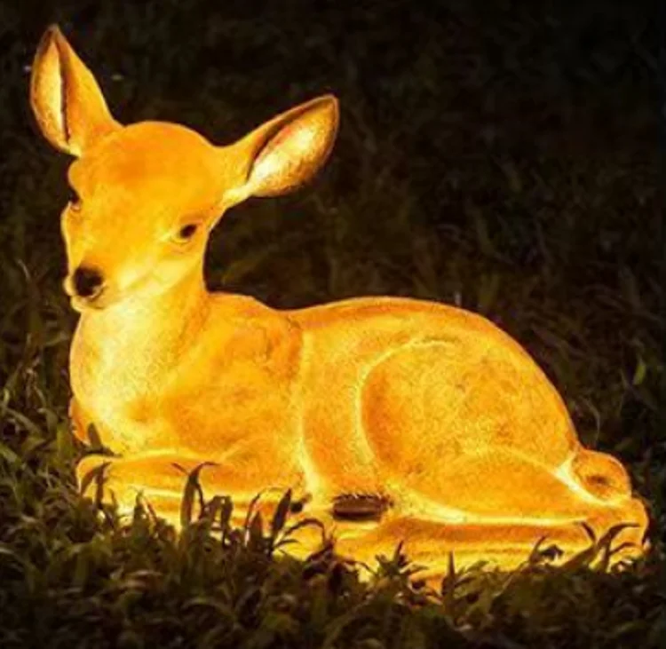DC24V 4000K Light Festivals Most Popular Fiberglass Resin LED Deer Sculpture Animal Garden Light