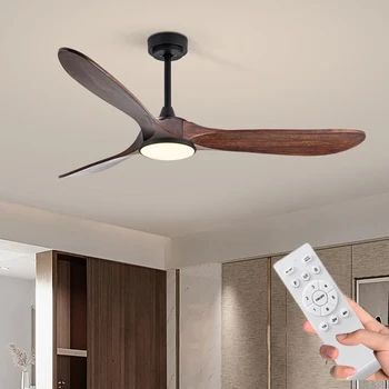 52"  60"  Best 110V AC Noiseless Walnut 42inch Modern Wooden Ceiling Fan With Light