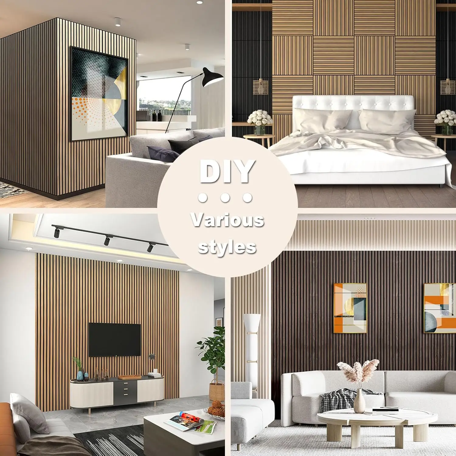 Modern Classic Oak Akupanel 60*60cm Square Wood Slat Wall Cladding Panel Factory Supply for Interior Decorative Acoustic Walls factory