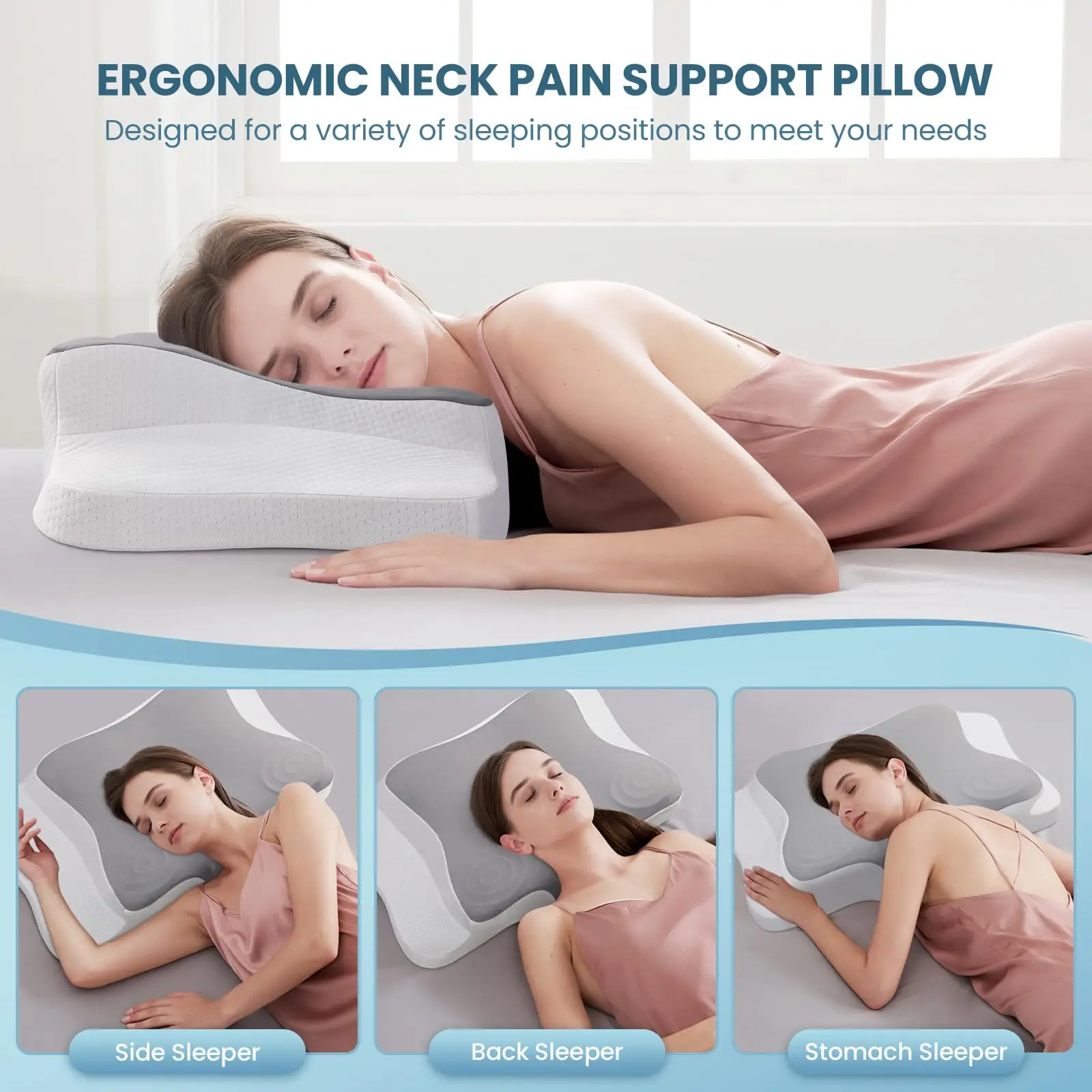 New Anti Aging Snore Deep Sleep Side Sleeper Butterfly Pillow Memory Foam Neck Pillow Orthopedic for Neck Pain Relief Sleeping