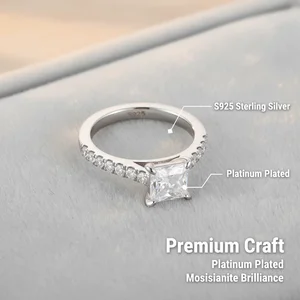 925 Sterling Silver Plated Platinum Ring Set Moissanite Sparkly Stackable Rings Unisex Couple Wedding Anniversary Party