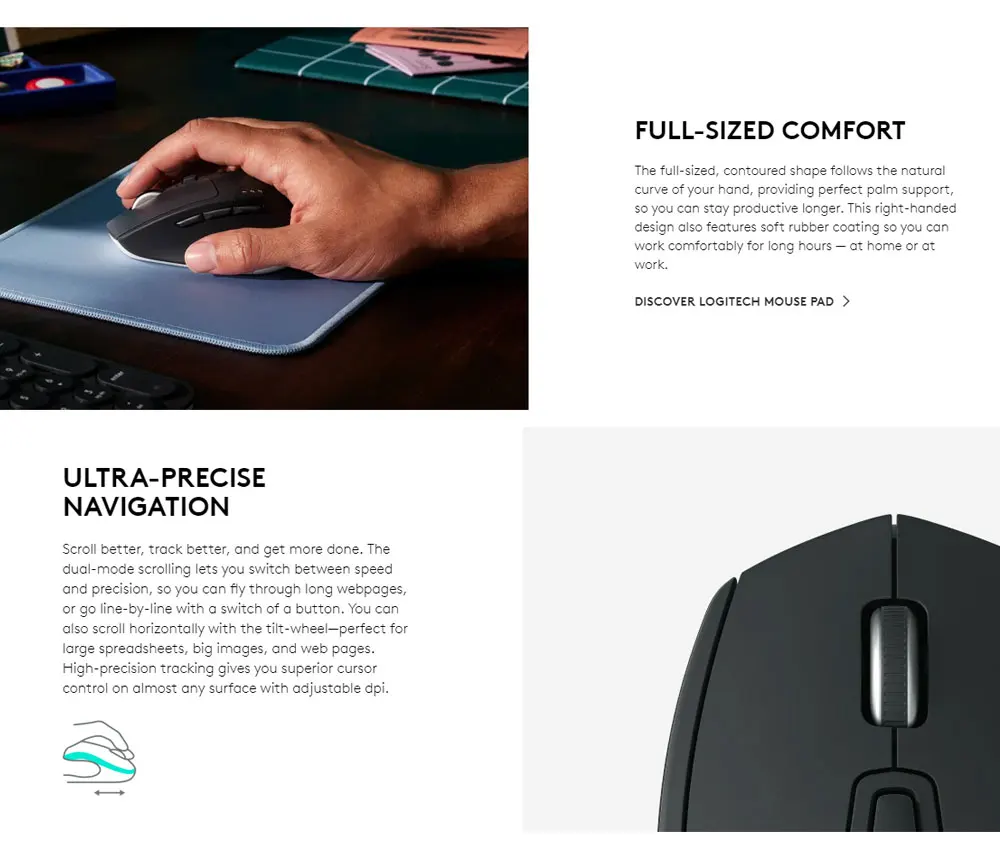 Logitech M720 Triathlon Wireless Mouse - Multi-Device Gaming