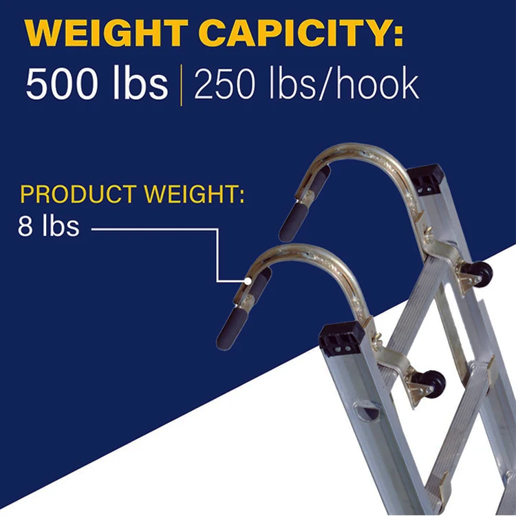 Jhmech Ladder Roof Hook With Wheel And Rubber Grip Heavy Duty Ladder Stabilizer Galvanized