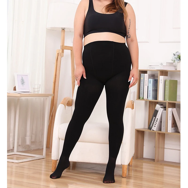 Spring Autumn and Winter New Solid Color Plus Fertilizer Plus Velvet Thick Thin Velvet One Piece Socks Leggings