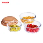 Eco-Friendly Natural Bamboo Lid Food Storage Container For Bento Lunchbox With Wooden Lid