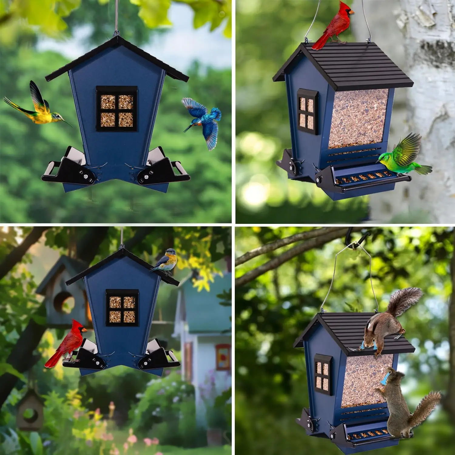 Premium Outdoor Metal Hanging Wild Bird Feeder Squirrel Proof Large Bilateral Weight-Activated Perches for Backyard Birding - Image 6