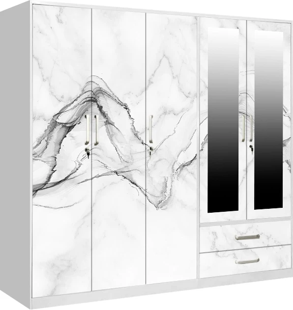 Metal Wardrobe with Drawers and Hanger 5 Doors Lockable Steel Customized for Home Storage Bedroom Furniture Storage & Closet