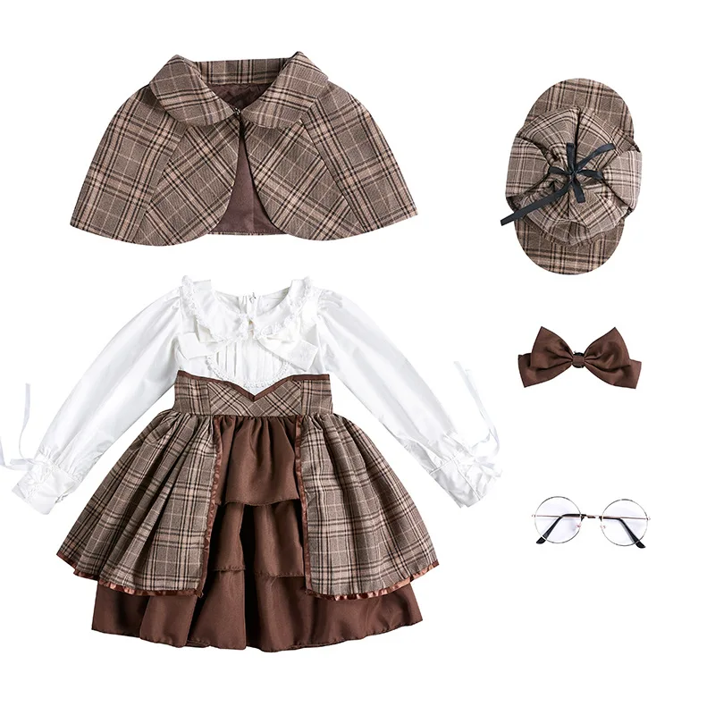NEUES Detektivkostüm für Mädchen im britischen Stil, schönes Cosplay-Partykleid, Karneval, Halloween_voghion.com