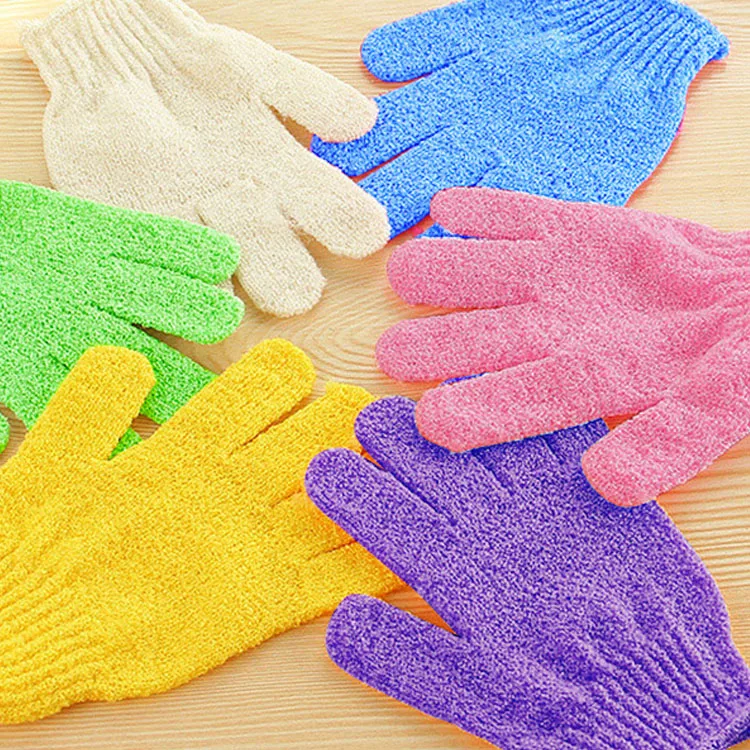 Нейлоновые отшелушивающие перчатки для удаления омертвевшей кожи с пятью